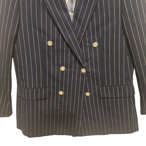 Paul Frederick Men Cotton Stretch Pinstripe Seersucker Suit Jacket Size 42 Long - Picture 8 of 13